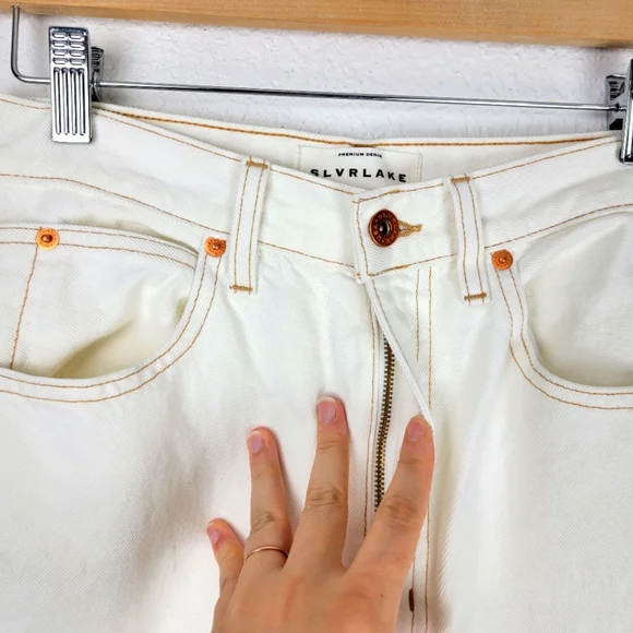 NWT SLVRLAKE Eva Jeans Super Wide Leg High Waisted White 27 - Picture 6 of 11